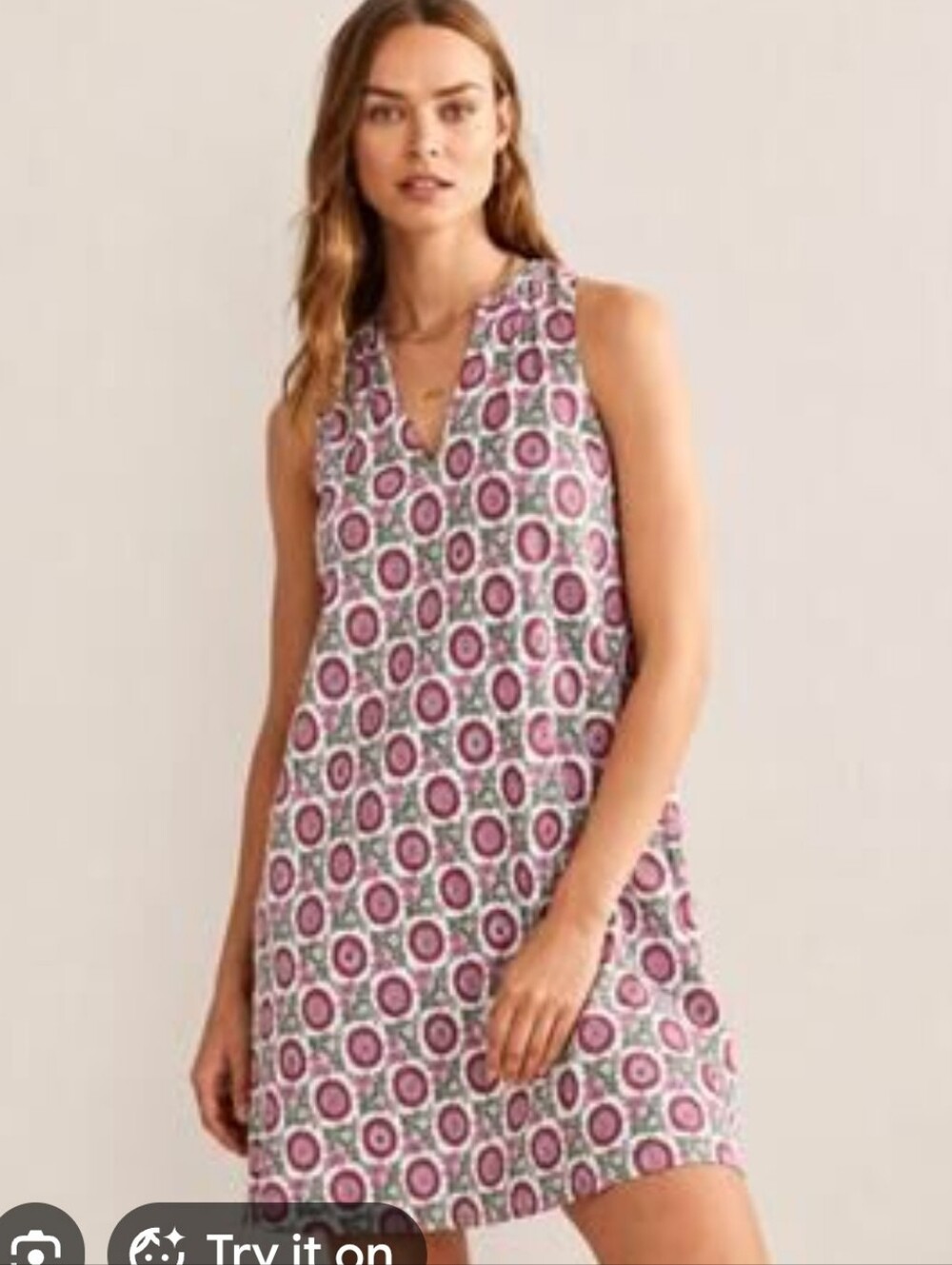 Boden Notch-neck Jersey Dress in Gin Fizz Sunflower Sprig